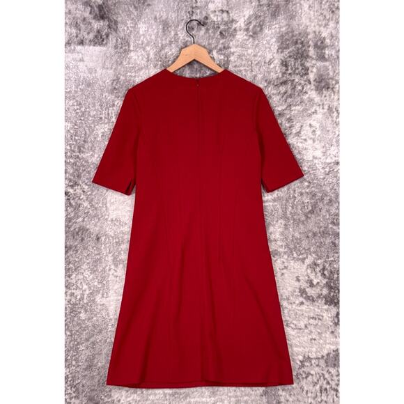 MM LaFleur The Emily Dress 4 Womens Red Tailored Fit 3/4 Sleeve Square Neck - Picture 3 of 10
